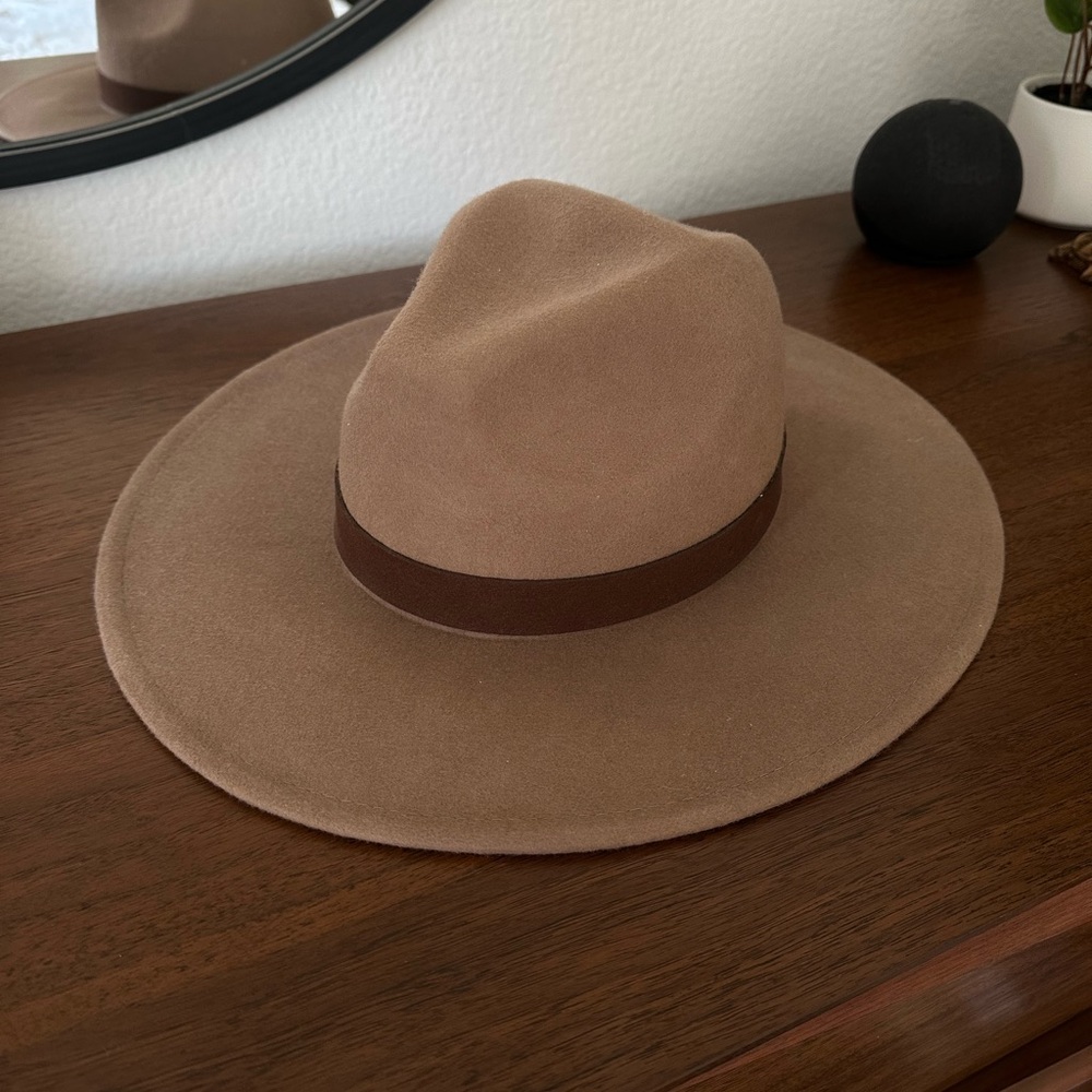 Free People Wide Brim Brown Felt Hat - NEW